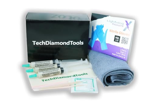 TechDiamondTools Complete Manual Polishing & Surface Finishing Kit – 1500 3000 8000 Grit US-Made Compounds with Wool Cloths, Dual Microfiber Towels, Precision Swabs & Gloves