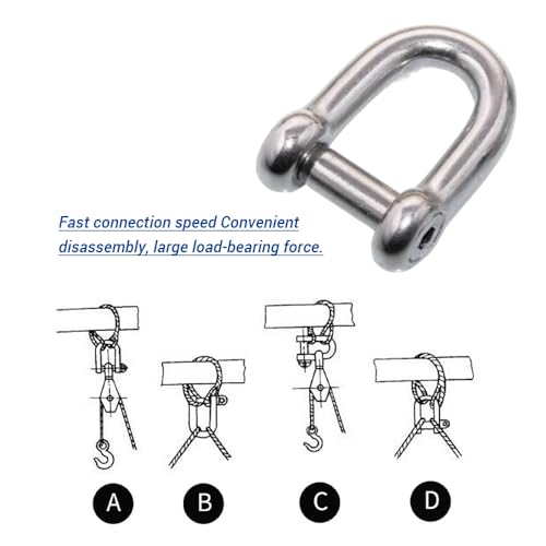 5Pcs M10 D Shackle Hex Sink Screw Pin, Max 1411LBS Load Capacity 5Pcs M10 D Shackle Hex Sink Screw Pin