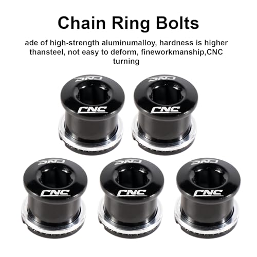 Chooee Double Chainring Bolts,M8 Steel Chain Ring Bolts Set Black Steel/Black