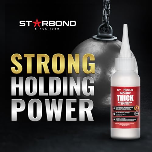 Starbond Thick Super Glue Pro Kit (2 oz) – Gap-Filling CA Glue (Cyanoacrylate Adhesive) – with Clog-Resistant Cap, Microtips & Extra Nozzle for Woodworking, Crafts, Carpentry, Archery Fletching 2 ounce