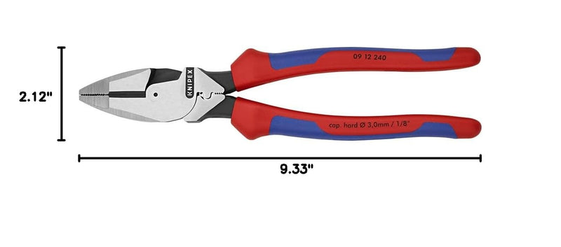 Knipex 09 12 240 SBA 9.5-Inch Ultra-High Leverage Lineman's Pliers with Fish Tape Puller and Crimper Comfort Grip