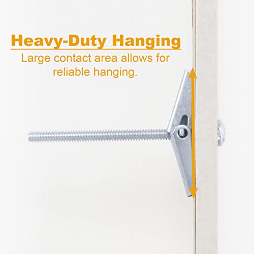 KURUI Hollow Wall Anchors Assorted Kit, 44Pc Heavy Duty Toggle Bolts and Wing Nut Kit, Drywall Anchors Assortment Set, Butterfly Anchors for Hanging Picture Curtain Rod Plant (1/8in, 3/16in, 1/4in) 44