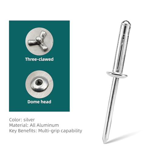 40Pcs Trifold Aluminum Exploding Blind Rivets,Silver, 1/4"x1-3/8"(6.4x35MM) 1/4"x1-3/8" Silver