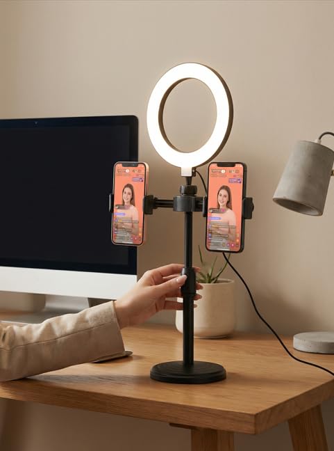 Desk Phone Holder for Makeup Photo Video Call Content Creation and Daily Use