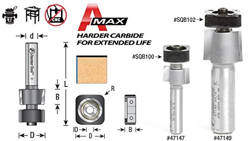 Amana Tool - 47148 Carbide Tipped Laminate Trimmer with Euro Square Bearing 3/4 Dia x 5/8