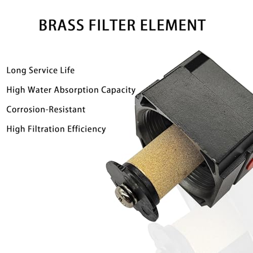 YSIL 3/8” Pneumatic Air Line Filter Oil and Water Separator AF3000 3/8" NPT Black