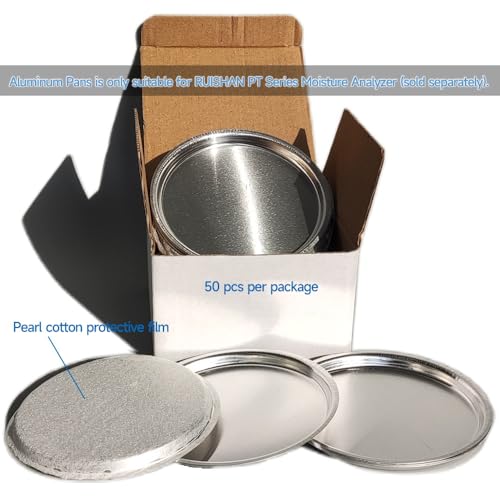 Aluminum Sample Pan only Suitable for RUISHAN PT Series Moisture Analyzer, Size 100mm(3.94 inch), Pack of 50. Aluminum Pans for PT Series Moisture Analyzer
