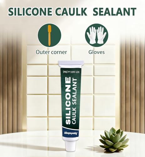 Clear Silicone Caulk Waterproof Silicone Sealant, 0.68 fl.oz(20ml)*2 20ml*2