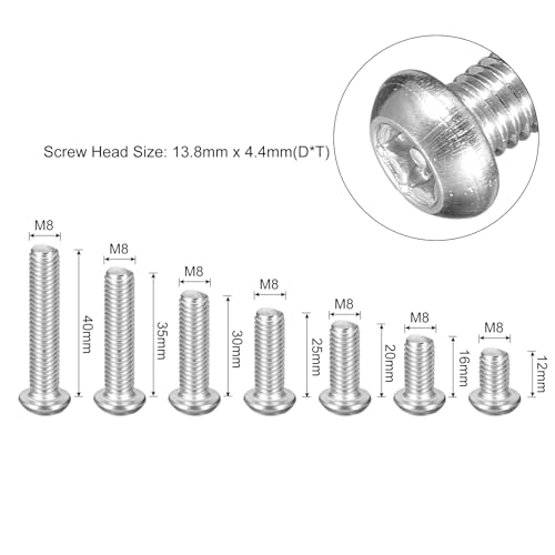uxcell M8 Torx Security Screws Kit, (M8x12/16/20/25/30/35/40mm)