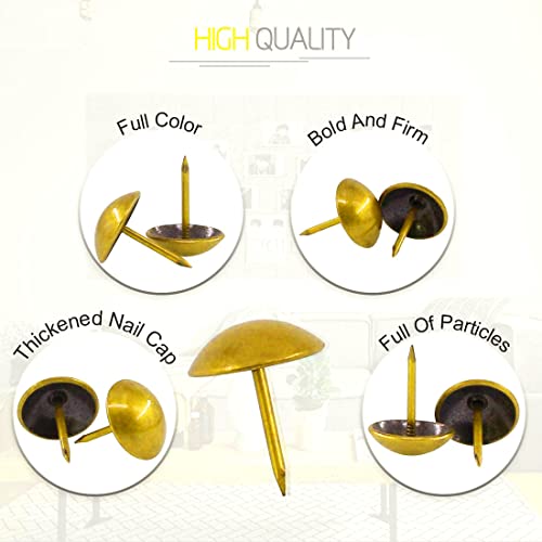  [AUSTRALIA] - 5/8” Antique Gold Upholstery Tacks Nail Pins, Furniture Thumb Tack Pins Assortment Kit for Jewelry Gift Box Sofa Decoration 100PCS