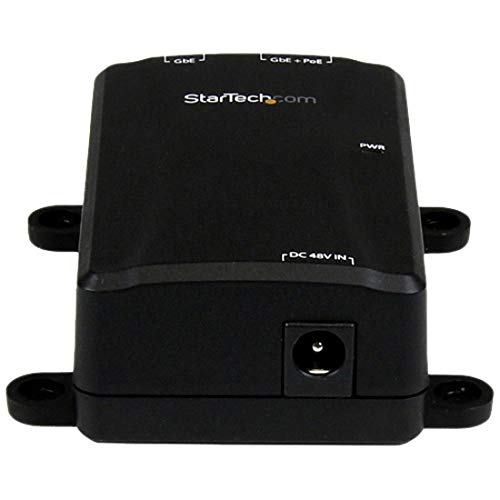 StarTech.com 1 Port Gigabit Midspan - PoE+ Injector - 802.3at and 802.3af - Wall-Mountable Power over Ethernet Injector Adapter , TAA (POEINJ1G) Standard