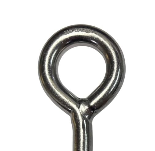 US STAINLESS Stainless Steel 316 Eye Bolt 5/8" x 6" UNC Short Thread Marine Grade Pitch of 11