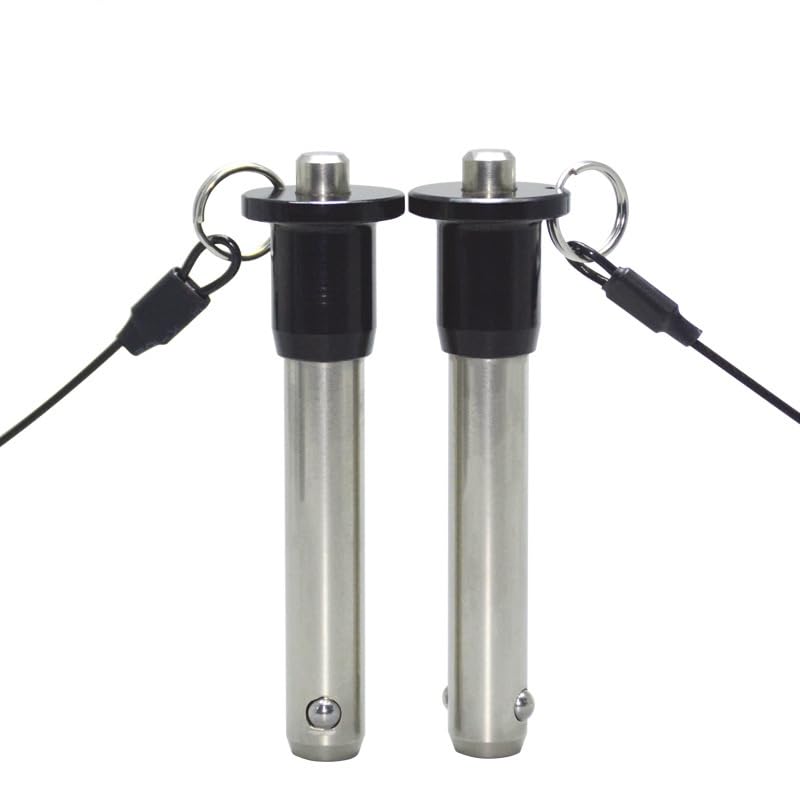 MerciL 2pcs Ball Locking Pin, 304 Stainless Steel Push-Button Quick Release Pin Quick Release Fastening Locating Safety Pins with Lanyard Cable (6X40mm) 6X40mm