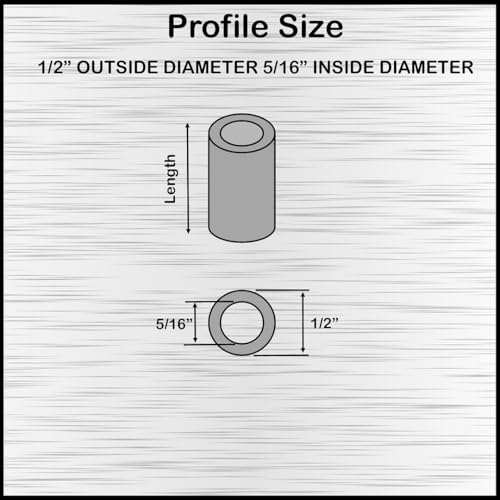 Steel Spacer 1/2" OD x 5/16" ID, Round Spacer Unthreaded Standoff Bushing Plain Finish, Fits Screws, Bolts 5/16" or M8, Metal Spacers Online (2" Length, 10 Pack) 2" Length
