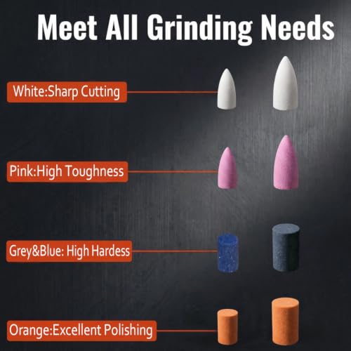 100 Pcs 1/8'' Shank Aluminum Oxide Rotary Grinding Stone Sets