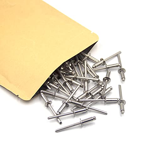 ISPINNER 100pcs 3/16" x 1/2" Stainless Steel Blind Rivets, 4.8 x 12.7mm Pop Rivets, Pack of 100 3/16" x 1/2"
