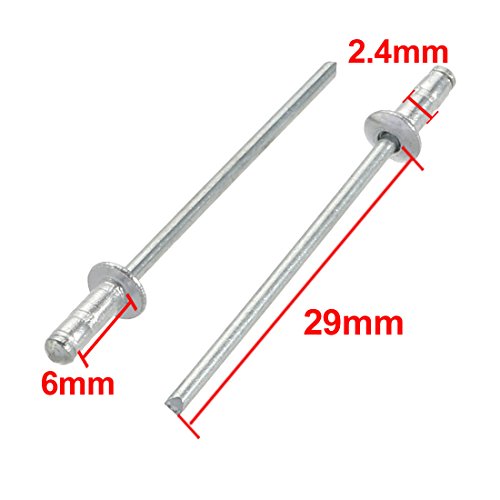 uxcell Open Type Blind Rivets 6x2.4mm Aluminum/Steel 100 Pcs