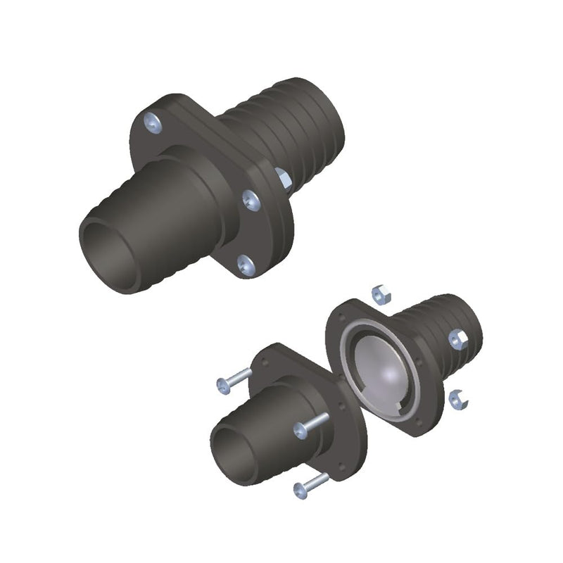 T. H. Marine T-H Marine Double Barb Inline Scupper Check Valve - Fits 1-1/2" Hose, Black