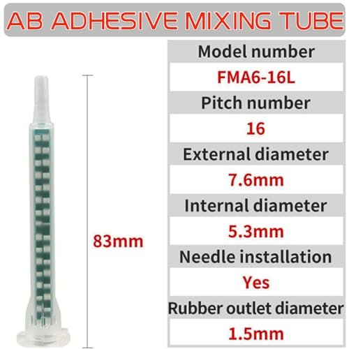 Mixing Nozzle for AB Glue Gun, 50 Pack Epoxy Resin Static Mixing Nozzle, Applicator for AB Gun Static Mixer Resin Mixing Tip 50ml/1.7oz (1:1/1:2 Ratio)