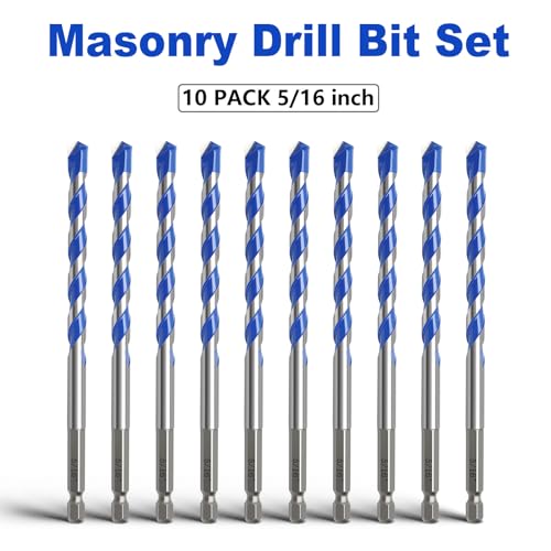 10 Pack 5/16 inch Concrete Drill Bit Set,Masonry Drill Bit Set 5/16"（10 Pcs）