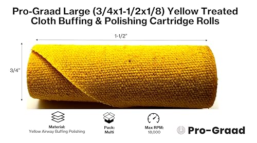 25 Pack 3/4" Yellow Cloth Buffing & Polishing Cartridge Roll Kit