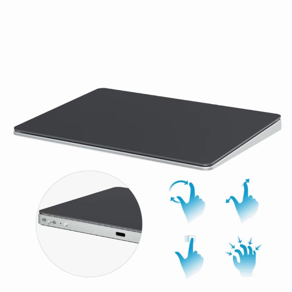 Wireless Trackpad for Windows Macbooks Rechargeable multi surface touch pad (Black) Black