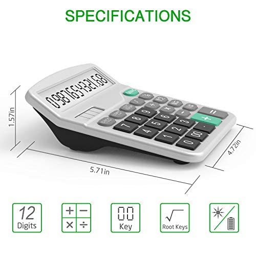 Calculator, 3 Pack Standard Functional Desktop Calculator Solar and AA Battery Dual Power Electronic Calculator with 12-Digit Large Display (2 Basic Black&1 Updated Silver) 2 Black & 1 Silver