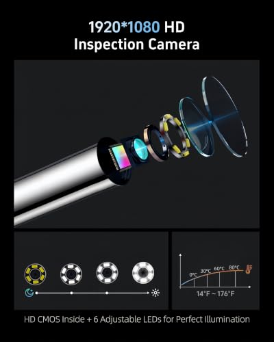 3.9mm Endoscope Camera with Light, 1920P HD Borescope Inspection Cam