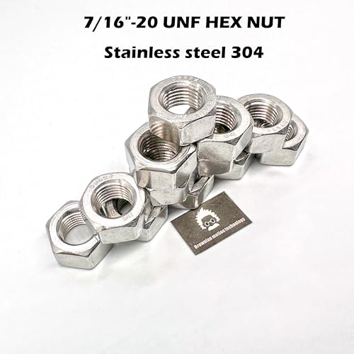 Stainless Steel SS304 7/16"-20 UNF HEX NUT Unified National Fine Series (Pack of 25pcs, 7/16"-20 Hex nut) 25