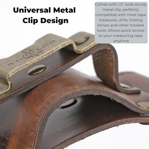 TOURBON Leather Tool Holster Hammer Tape Measure Pencil Holder for Belt