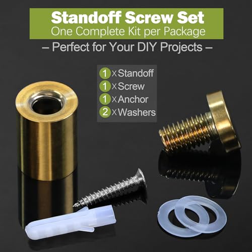 19 x 30mm (Dia. x L) Stainless Steel Standoff Screws - Gold - 24 Pieces 19 x 30mm / 0.75" x 1.18"