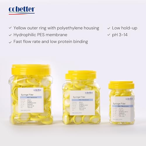 PES Syringe Filter, 0.22μm 13mm, Hydrophilic, Non-sterile, PK of 100