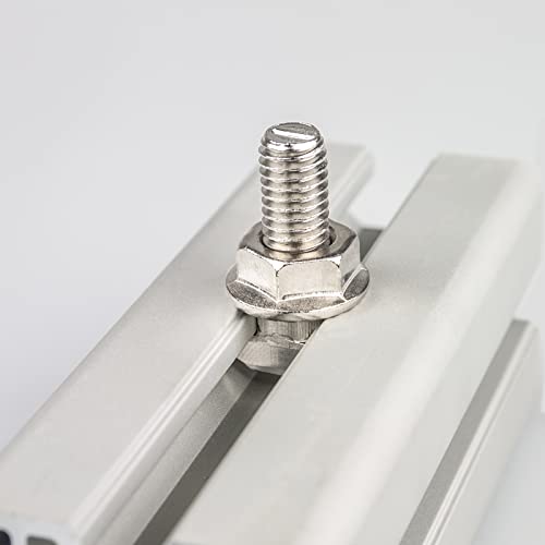 uxcell M6x25mm T Slot Drop-in Bolt and M6 Hexagon Flange Nut Set, 40 Sets Hammer Head T-Bolt T Shape Stud Sliding Screw for 30 Series Aluminum Profile