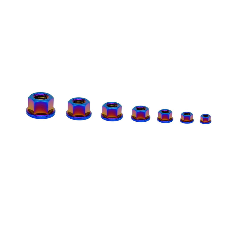 RISON Titanium Nut Titanium Flange Nut M10x1.25mm Titanium Sprocket Nut Burnt Blue 6AL4V Titanium Flange Nut for Motorcycle 5PCS