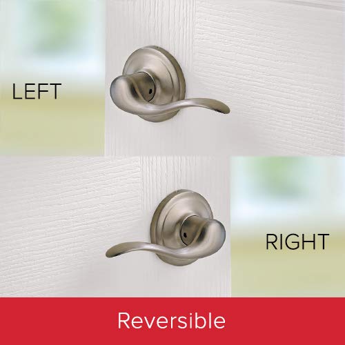 Kwikset Tustin Interior Passage Door Handle, Lever For Closet and Hallway Doors, Reversible Non-Locking Handle Lever, Satin Nickel, with Microban Protection 1 Pack