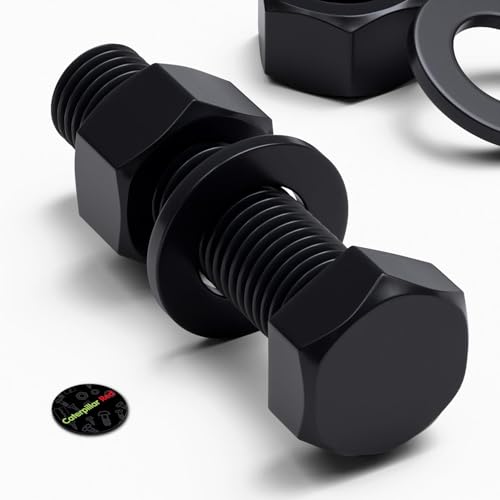 3X Black Nylon Hex Head Plastic Screws & Bolts M24 x 100mm, Nuts & Washers