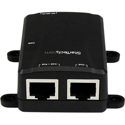 StarTech.com 1 Port Gigabit Midspan - PoE+ Injector - 802.3at and 802.3af - Wall-Mountable Power over Ethernet Injector Adapter , TAA (POEINJ1G) Standard