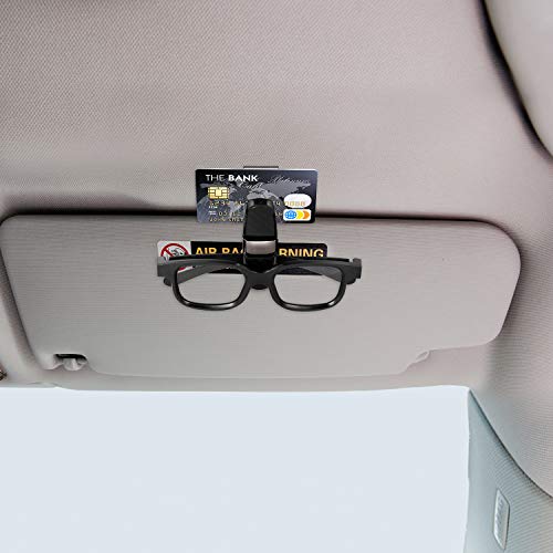 Boao 4 Pcs Sunglasses Holders for Car Sun Visor, Glasses Ticket Card Clip Mount Hanger, Double-Ends Clip 180 Degree Rotational Car Visor Accessories(Black) Black