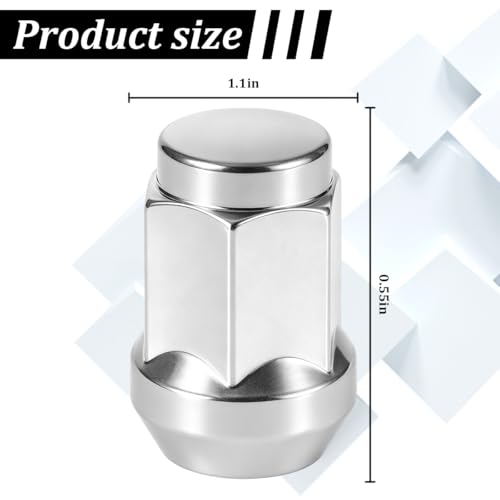 Zpana 20PCS 3/8" Bulge Acorn Lug Nuts Steel Wheel Nut Silver 3/8/Silver