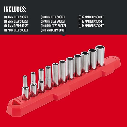 CRAFTSMAN Socket Set, Metric, 1/4" Drive, 6 Pt., 11Piece (CMMT12051) 1/4" in