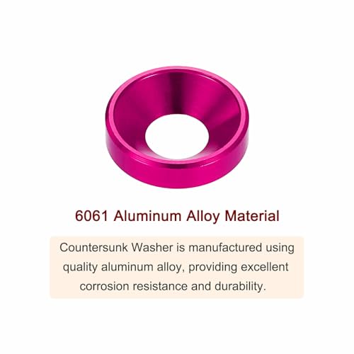 HARFINGTON 40pcs Countersunk Washer M6 Anodized Aluminum Alloy Finishing Washers, Screw Gaskets for Mechanical Accessories Parts, Pink