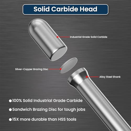 LU&MN SC-3 Tungsten Carbide Burr, 3/8" Head 1/4" Shank, 4 Pcs