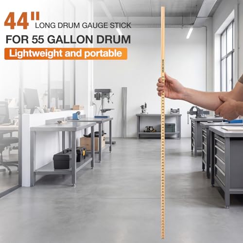 Xuhal 44" Long Drum Gauge Stick for 55 Gallon Drum, Pine Wood, Calibrated in Gallons, Direct Liquid Level Measurement Tool for Accurate Inventory