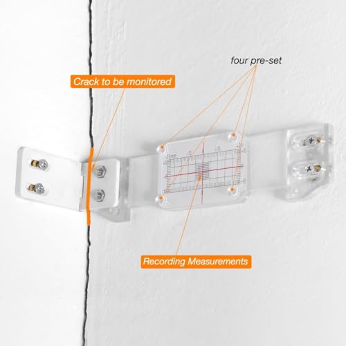 Crack Displacement Monitors - Precision Engineering for Accurate Horizontal & Vertical Crack Measurements Comprehensive Monitoring Solution, Ideal for Internal & External Corners (3PC) 3PCS