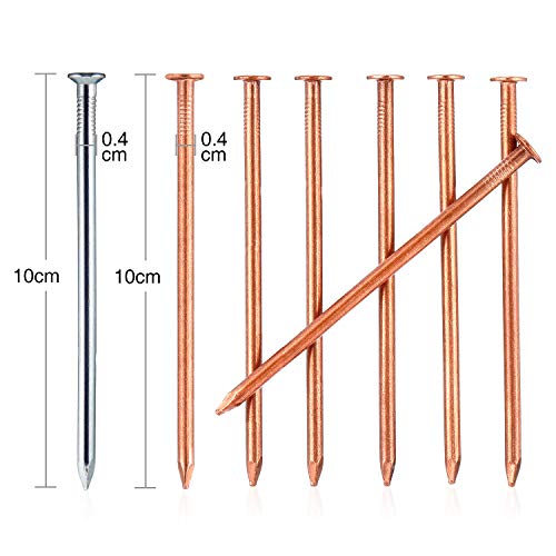 12 Pcs 4 Inch Long Copper Nails Spikes for Tree Killing, Stump Removal with 1 Pcs 4 Inch Steel Nails, for Landscaping & Gardening, Storage Box Included