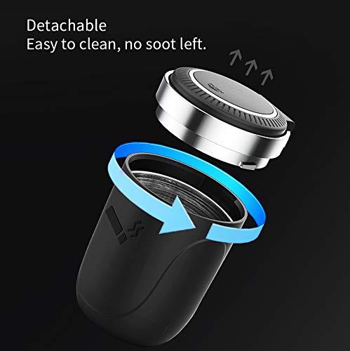 ZAIZAI,Car Ashtray with Lid Smell Proof, Car Cigarette Ashtray with Lid and Light ,Stainless Metal Material, Easy To Clean, 1pcs Black Ashtray + 1pcs Cleaning Brush