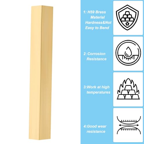 PATIKIL 3/4 x 3/4 x 6" H59 Brass Square Bar, Solid Square Mill Stock for Crafting Maintenance Electrical Architectural Decoration, Brass 3/4 x 3/4 x 6" 1