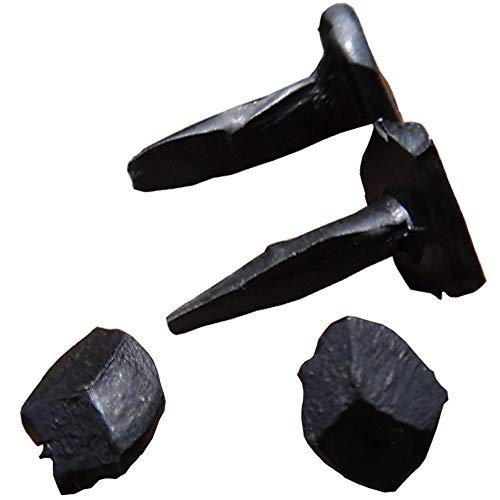 (50 Pack) 5/8" Wrought Rose Head Clavos Nail – Antique Black Forged Iron Faceted Head – Decorative Accent for Cabin, Shutter, Barn Door, Furniture & Rustic Restoration