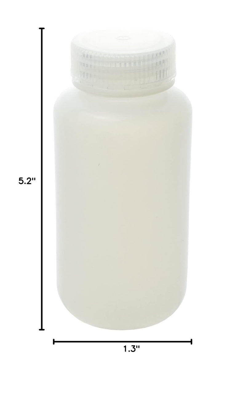 United Scientific HDPE Sample Bottles with Lids, 250ml, Wide Mouth, 12-Pack | 8 oz Wide Mouth Reagent Container, BPA-Free Materials, Leakproof, RoHS Compliant, Temperature Resistant Storage, Travel Size 8 oz (Pack of 12)