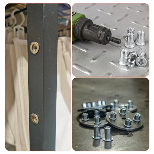 uxcell 60Pcs Multi-Grip Rivet Jack Nut, M4-0.7, M5-0.8, M6-1.0, M8-1.25 Petal Blind for Plastic Pressboard Hardboard Door Anchors Aluminium Cladding Steel Pipe 60